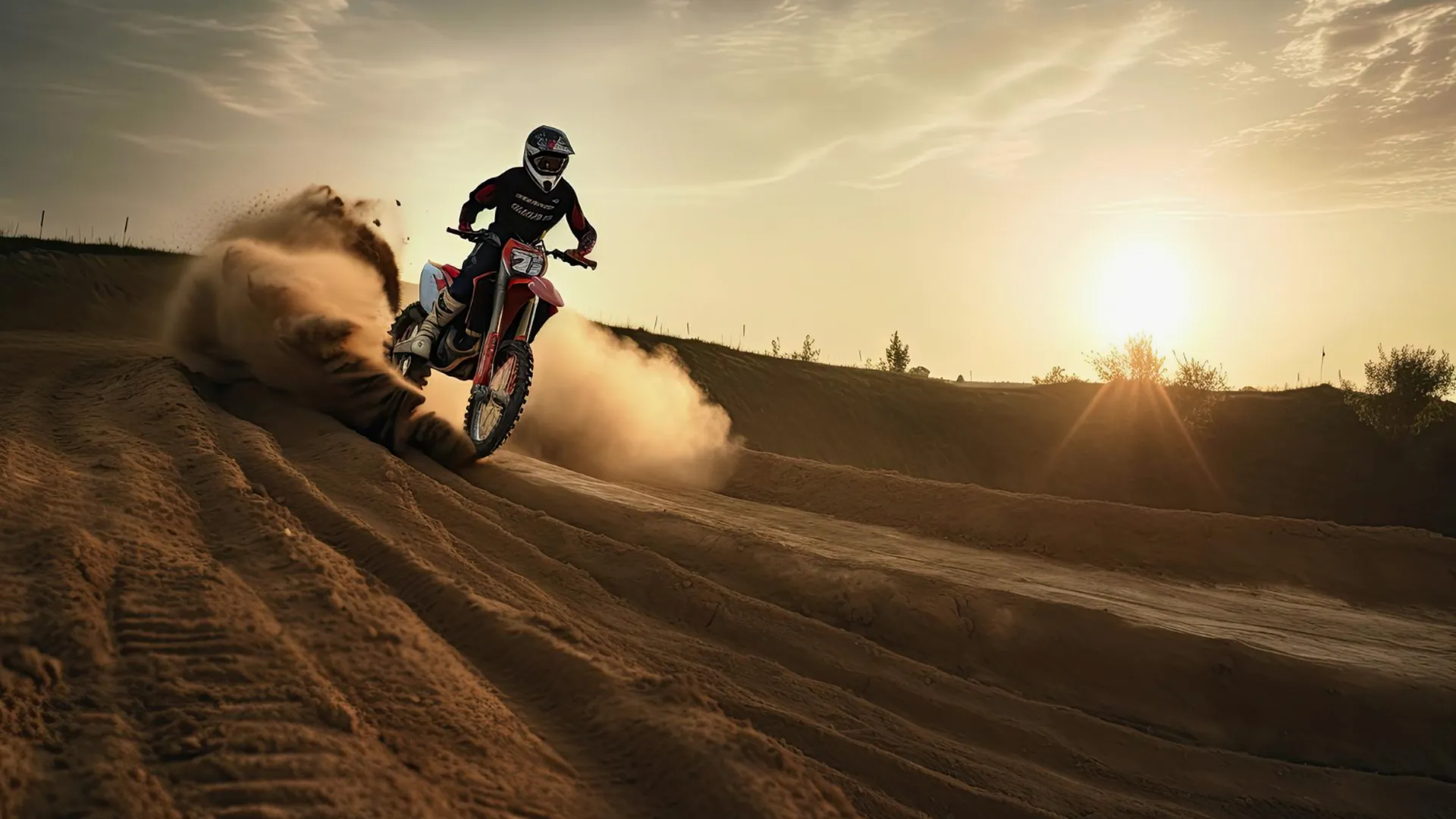 Motociclista de motocross en acción